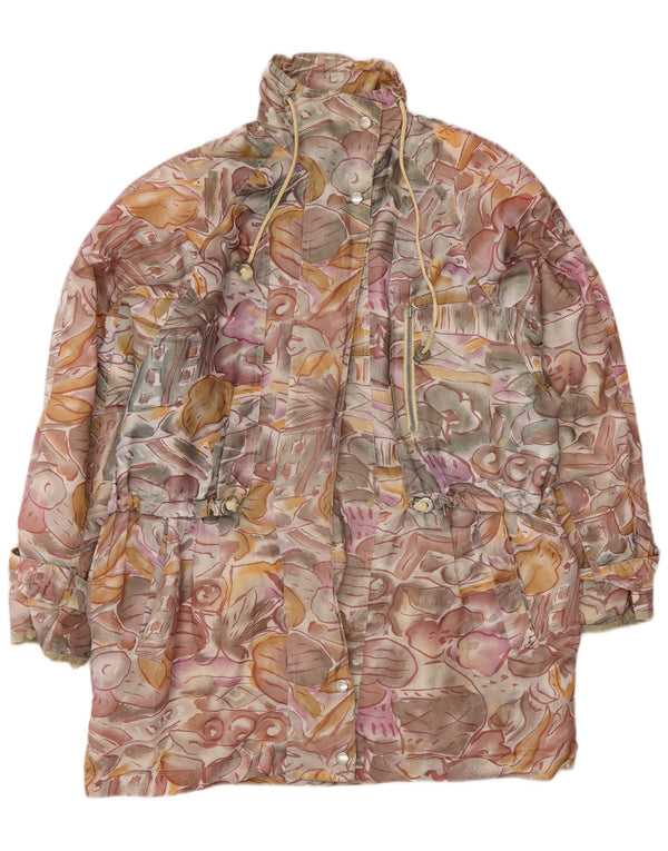 Jaqueta corta-vento feminina vintage UK 20 2XL floral multicolorido