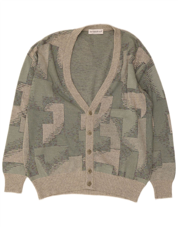 Suéter cardigã masculino BREIDHOF EU 54 XL algodão geométrico verde
