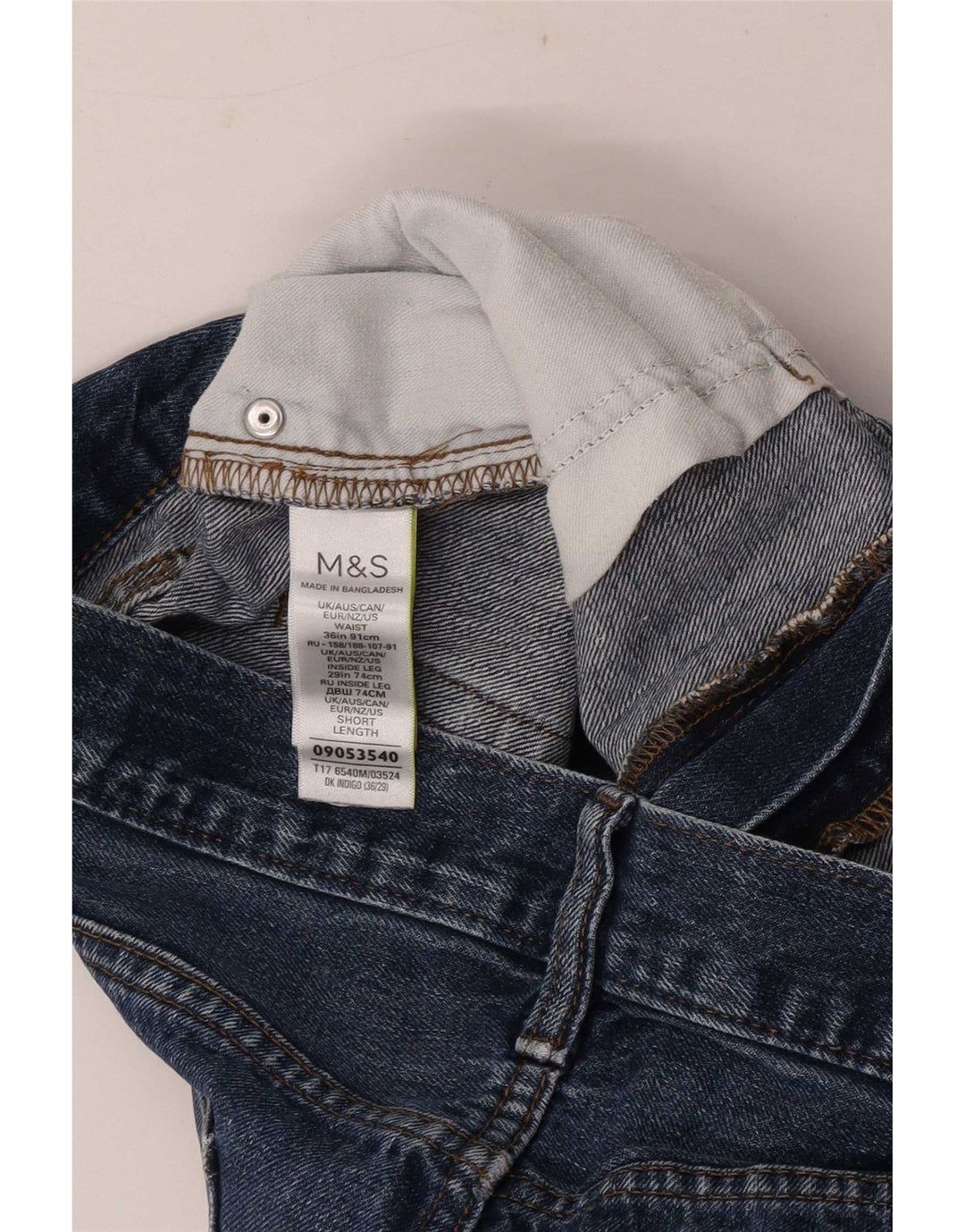 Jeans retos masculinos Marks & Spencer W36 L29 algodão azul