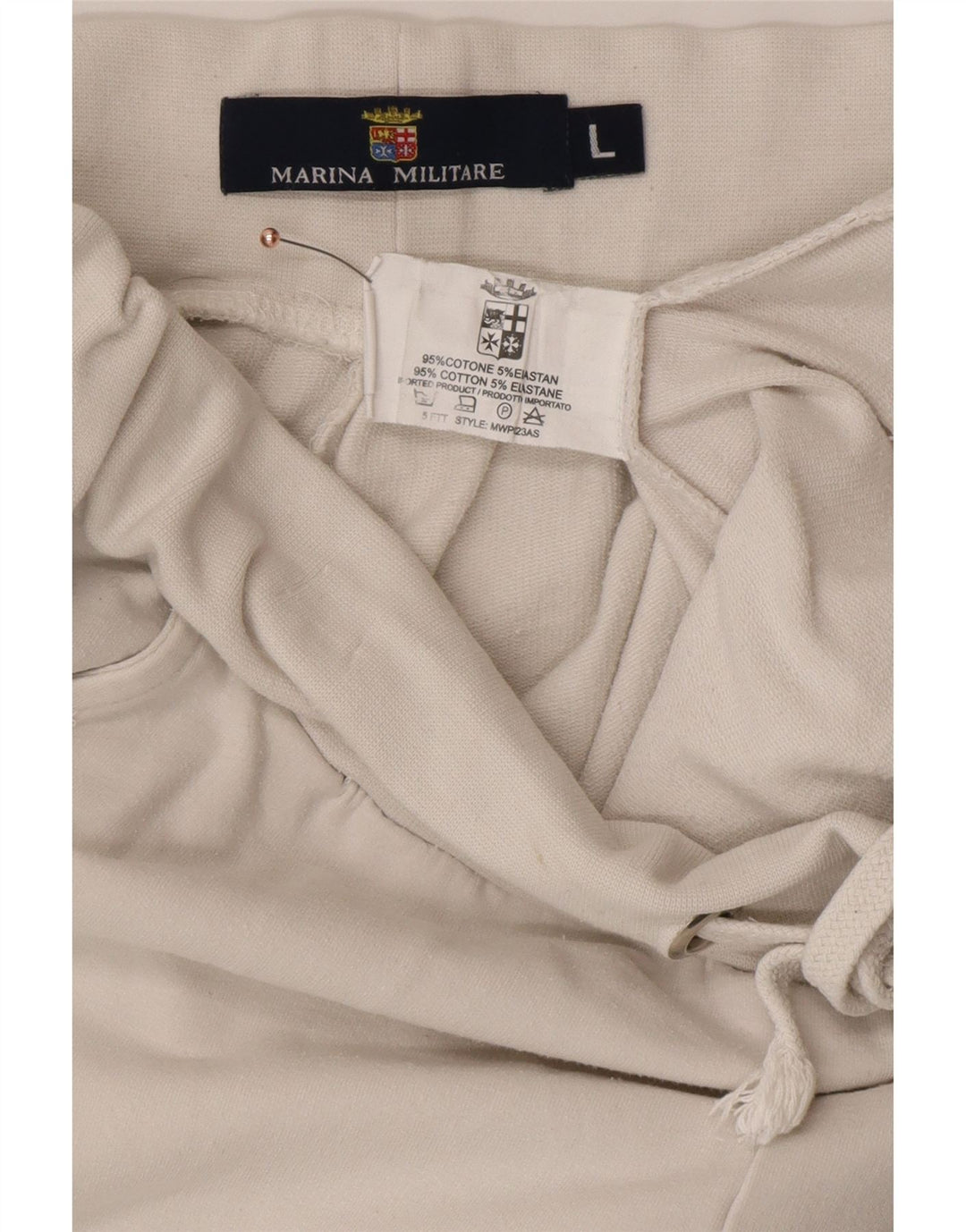 MARINA MILITARE Calça de treino feminina Joggers UK 16 Grande Branco