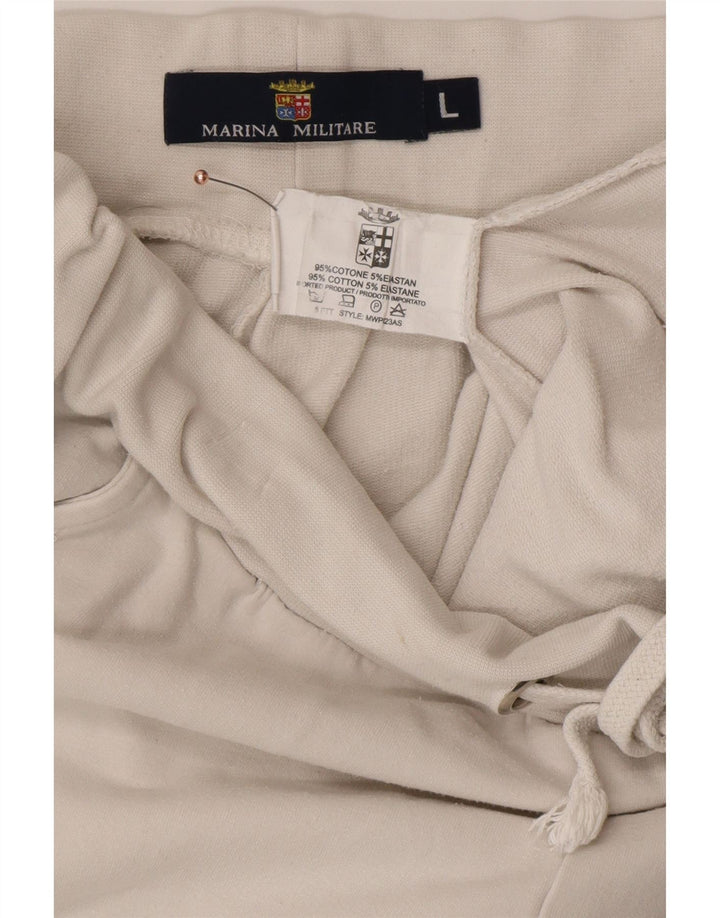 MARINA MILITARE Calça de treino feminina Joggers UK 16 Grande Branco