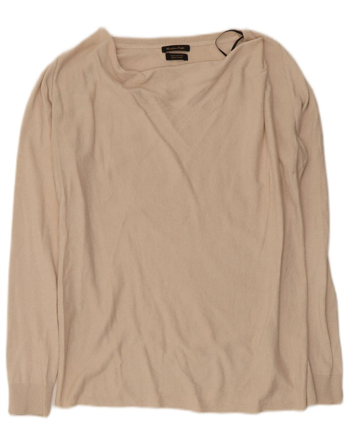 Massimo Dutti Suéter feminino de ajuste regular Reino Unido 12 seda bege médio