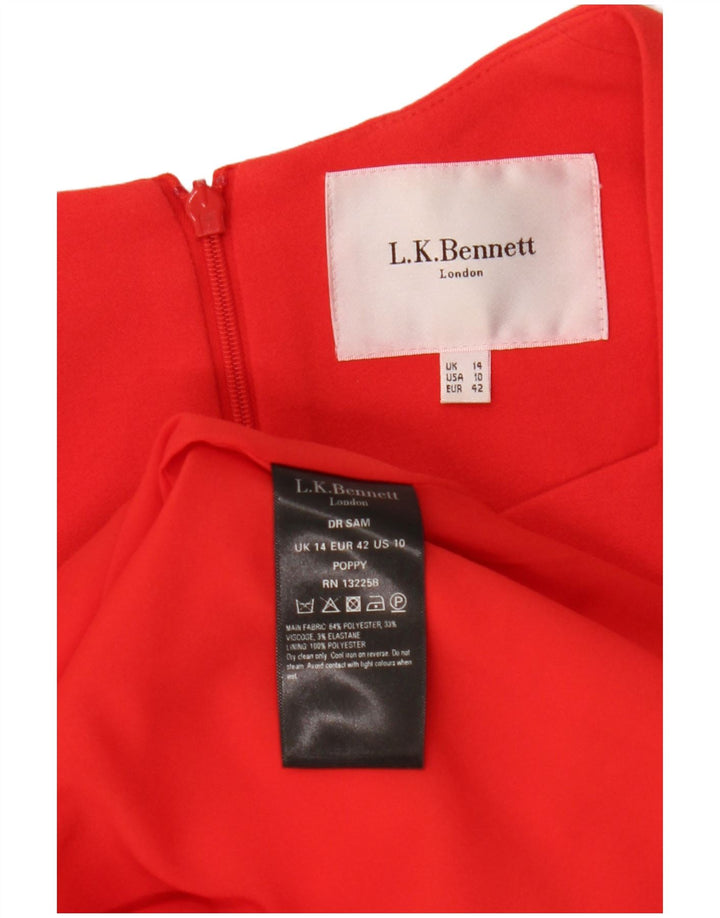 L.K. Vestido feminino Bennett com bainha UK 14 poliéster vermelho médio