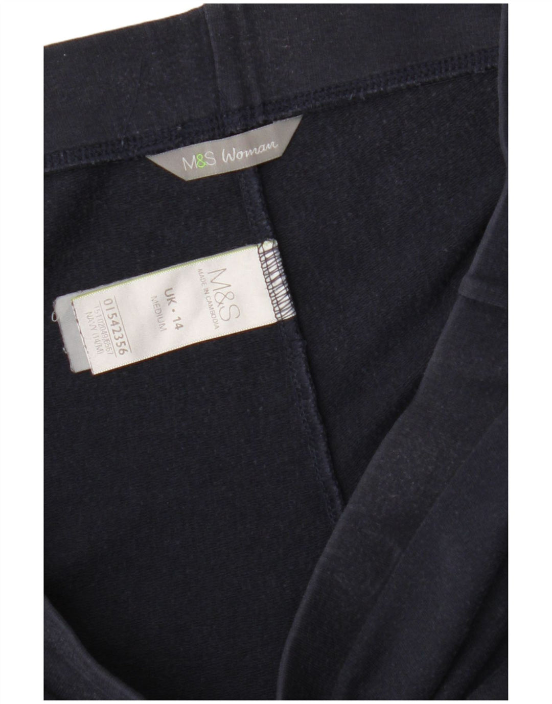 Calça de treino feminina MARKS & SPENCER Reino Unido 14 grande algodão azul marinho