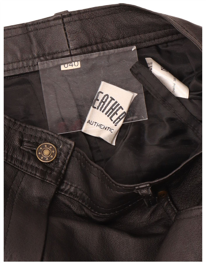 Saia de couro feminina vintage EU 40 médio W28 couro preto
