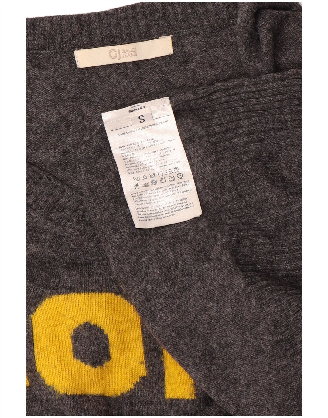 Gaudi Suéter feminino gráfico oversized com decote em V Reino Unido 10 pequeno cinza