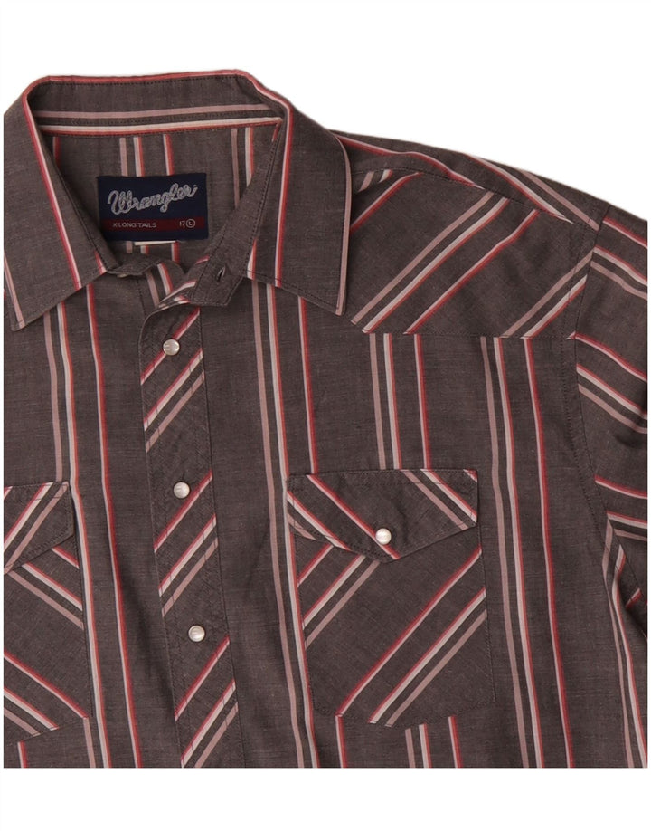 Wrangler Camisa masculina de manga curta tamanho 17 XL cinza listrado