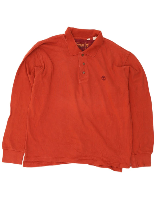 Camisa polo masculina de manga comprida Timberland grande algodão laranja