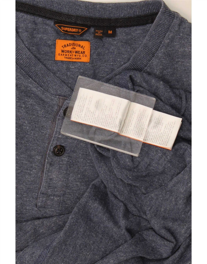 Camiseta masculina Superdry Top médio algodão manchado azul