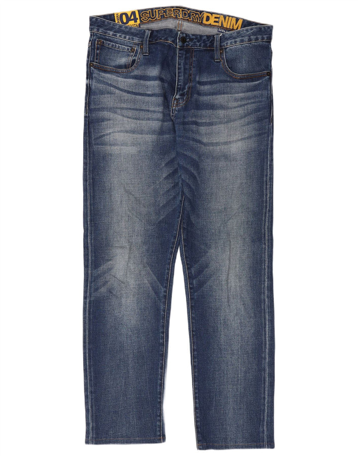 Jeans retos masculinos Superdry W34 L30 algodão azul