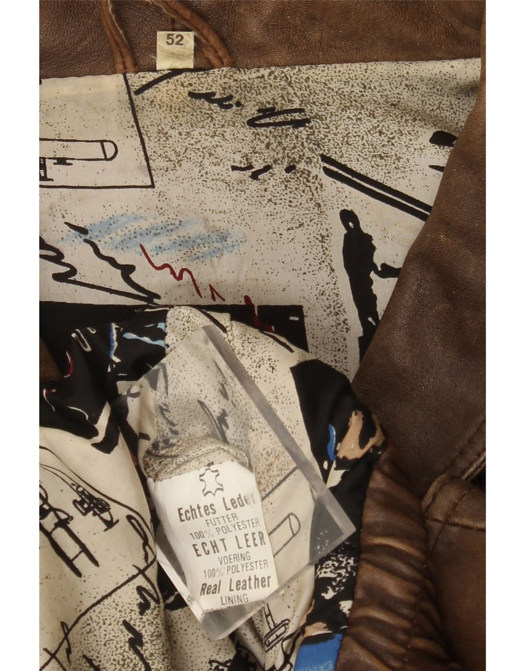 Jaqueta de couro masculina VINTAGE EU 52 XL couro marrom