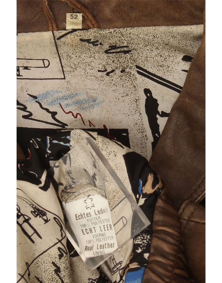 Jaqueta de couro masculina VINTAGE EU 52 XL couro marrom