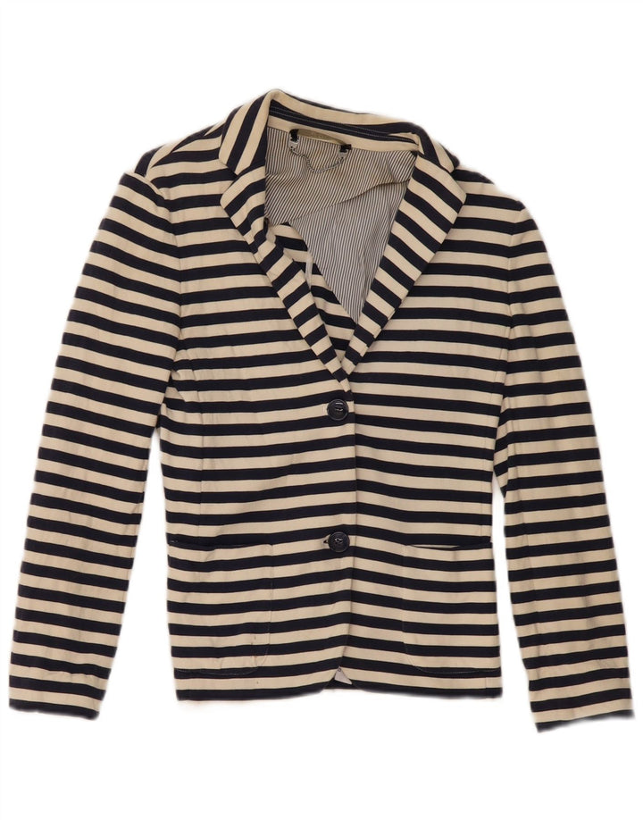 Jaqueta blazer feminina de fim de semana com 2 botões MAX MARA Reino Unido 6 XS azul marinho listrado