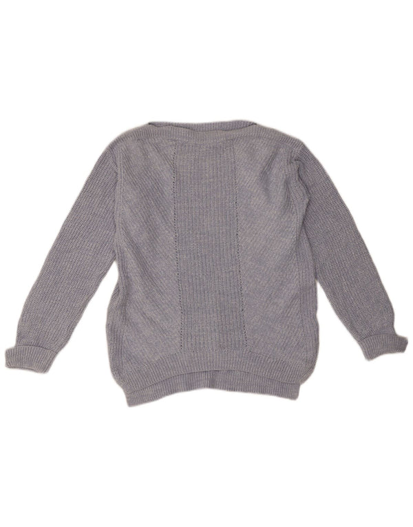 Suéter feminino Marks & Spencer grande com gola canoa Reino Unido 10 pequeno azul