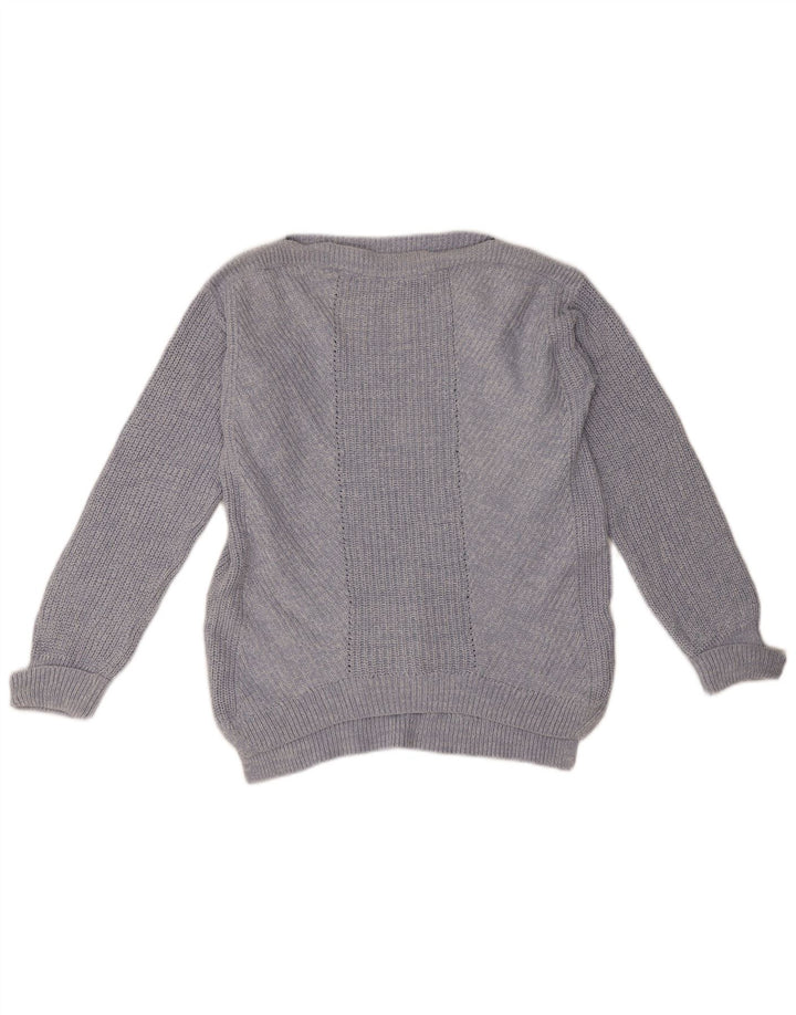 Suéter feminino Marks & Spencer grande com gola canoa Reino Unido 10 pequeno azul