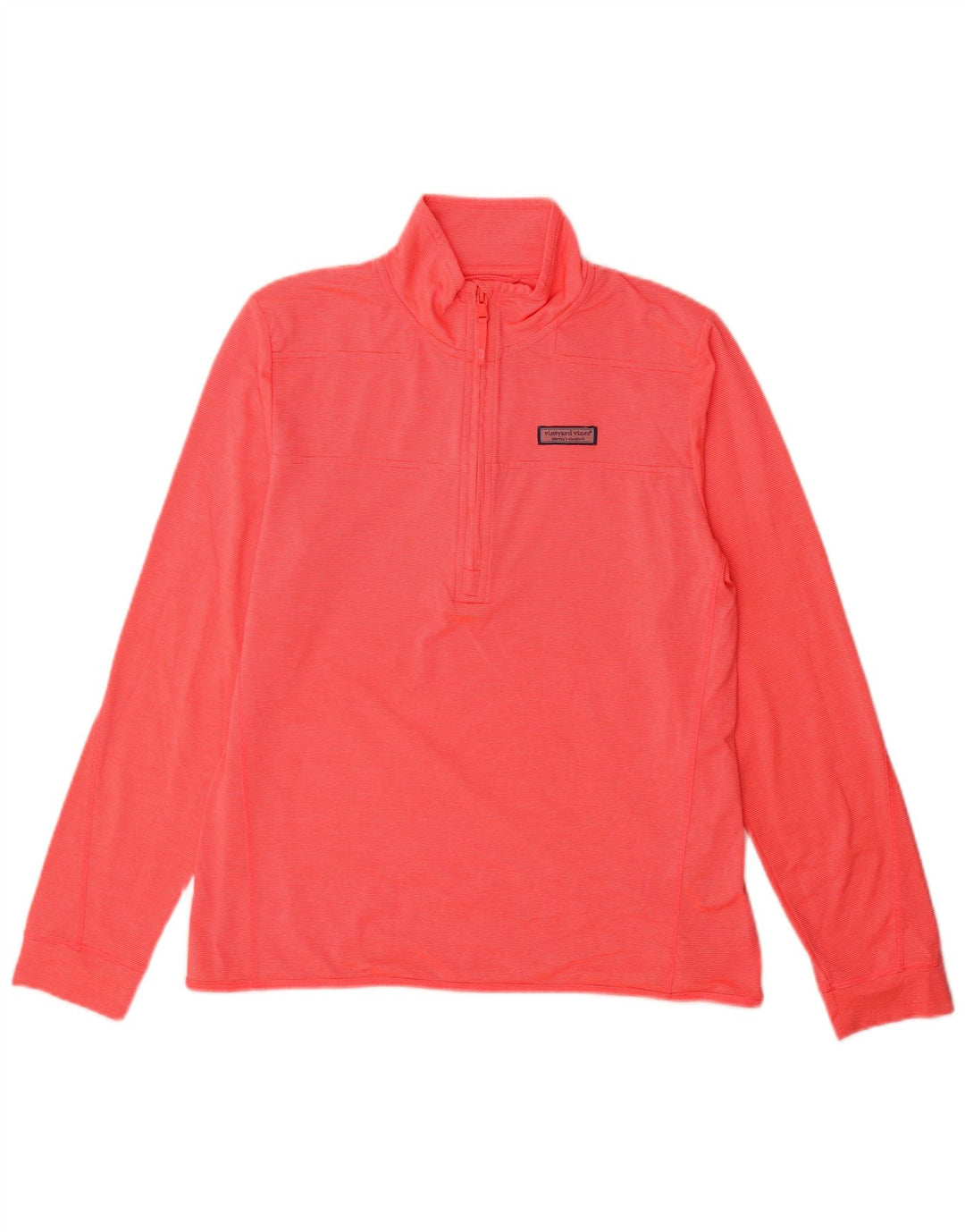 VINEYARD VINES Top feminino com zíper e manga comprida UK 14 listrado rosa médio