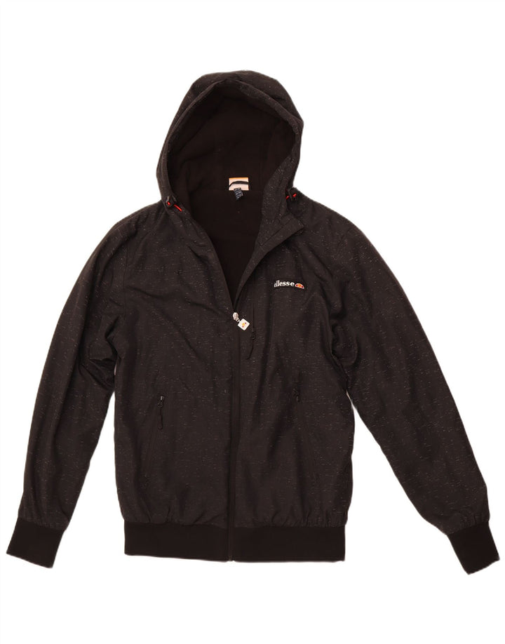 Jaqueta corta-vento masculina ELLESSE com capuz UK 34 XS poliéster manchado preto