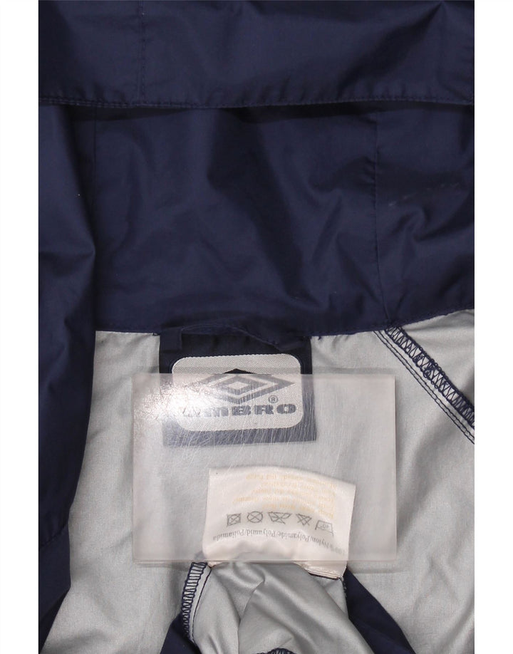 Jaqueta de chuva masculina com capuz gráfico UMBRO UK 36 pequena azul marinho nylon