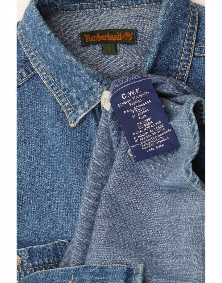 Camisa jeans masculina Timberland 7-8 anos azul algodão