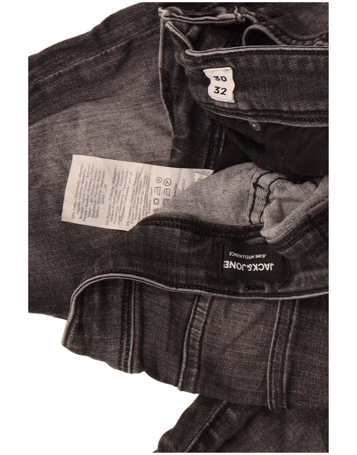 Jack & Jones Masculino GLENN Slim Jeans W30 L32 Algodão Cinza