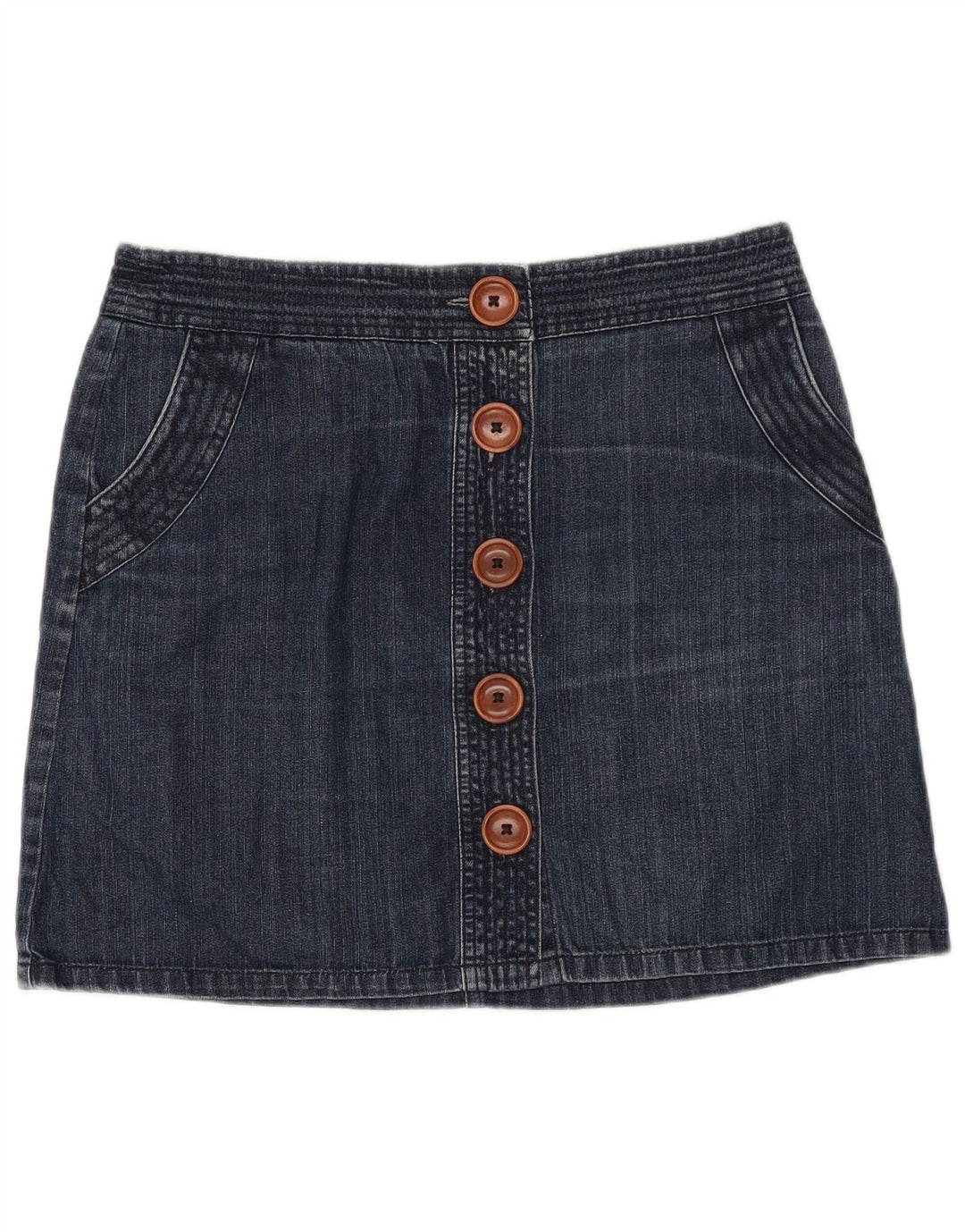 Saia jeans feminina BODEN Reino Unido 14 grande W32 algodão azul marinho