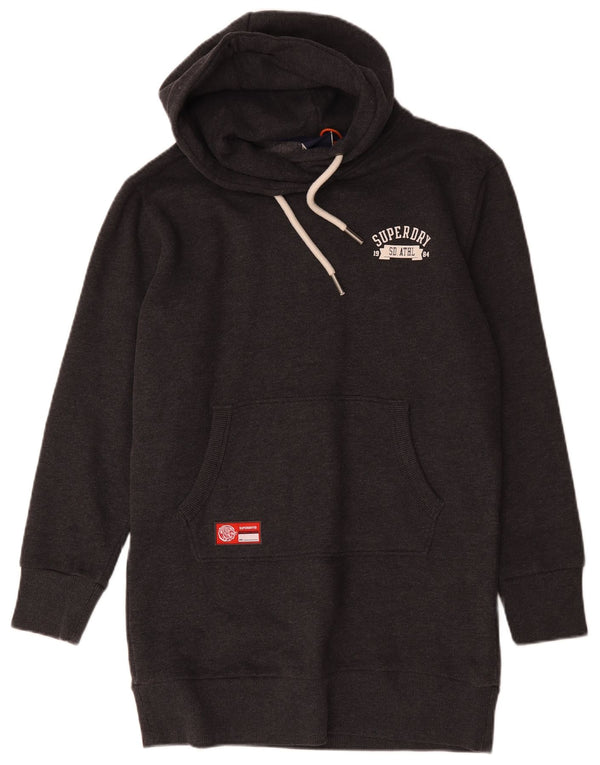 Vestido feminino Superdry com capuz gráfico UK 12 algodão cinza médio
