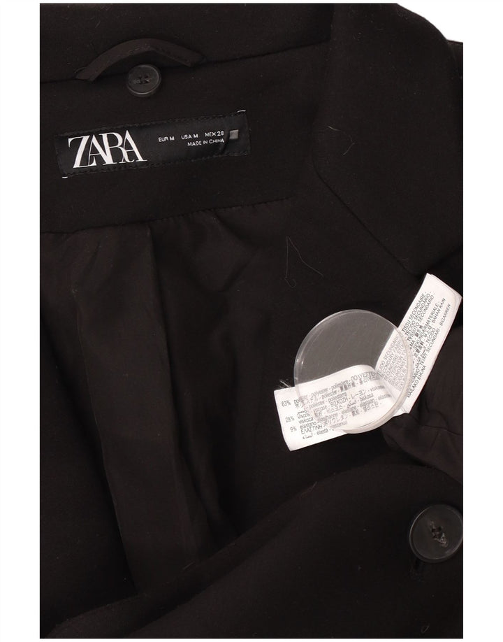 Sobretudo feminino Zara UK 14 poliéster preto médio