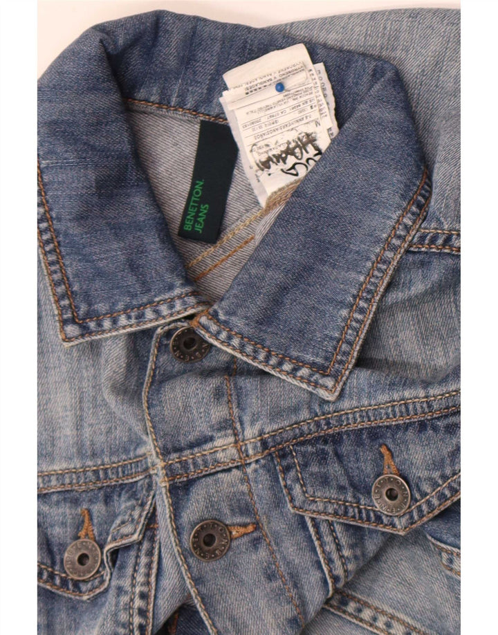 Colete jeans Benetton para meninas 7-8 anos azul médio algodão
