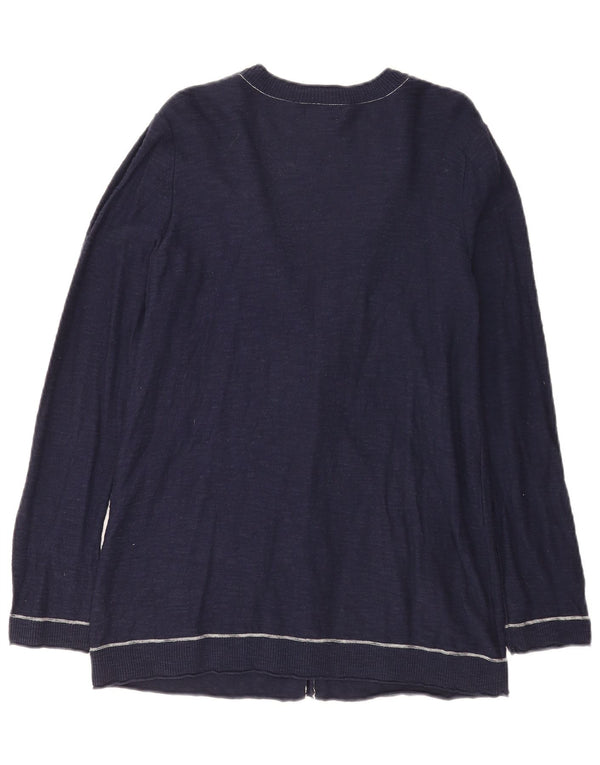 Suéter cardigã feminino Eddie Bauer Reino Unido 14 grande algodão azul marinho