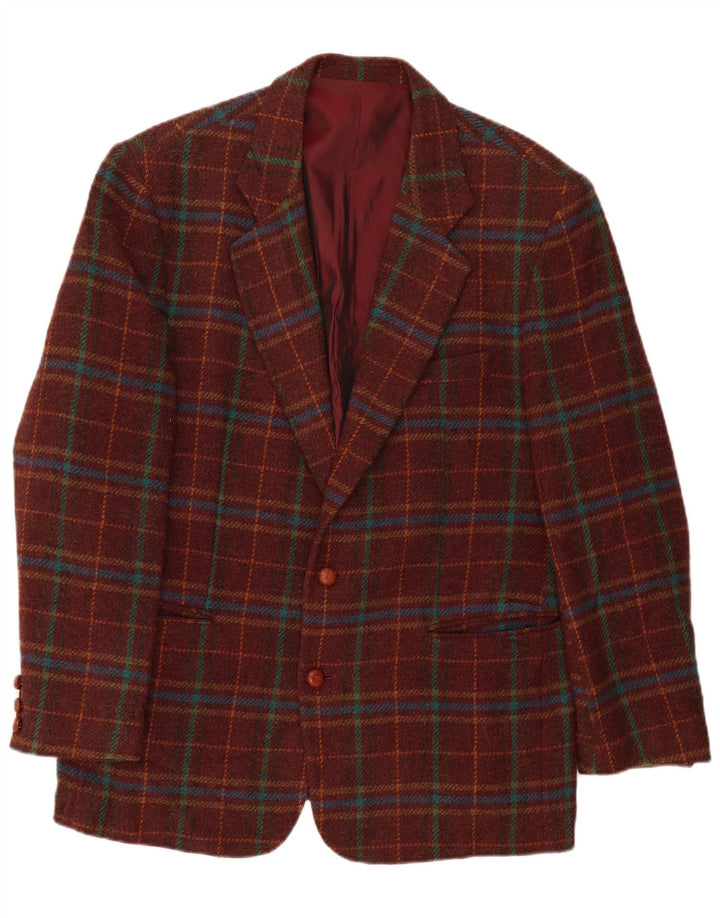 Jaqueta Blazer Sisley Masculina com 2 Botões Reino Unido 42 XL Borgonha Xadrez Clássico