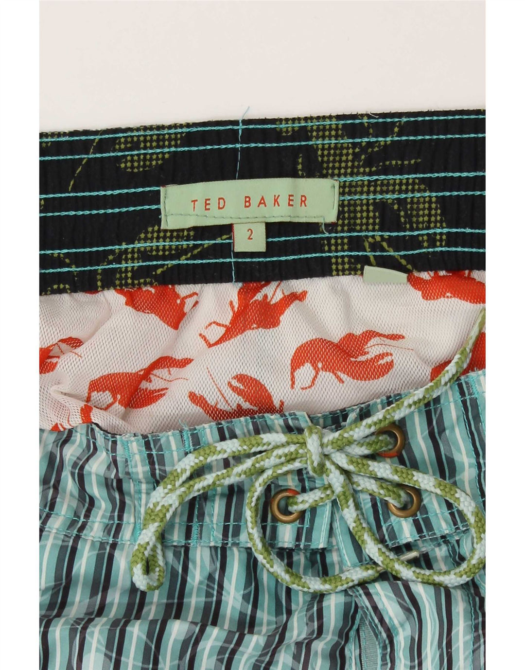 Poliéster azul pequeno das riscas do tamanho 2 do short de natação dos homens de Ted Baker