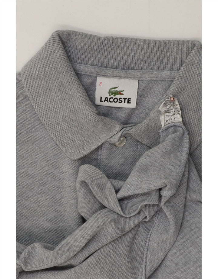 Camisa polo masculina LACOSTE tamanho 2 XS algodão manchado cinza
