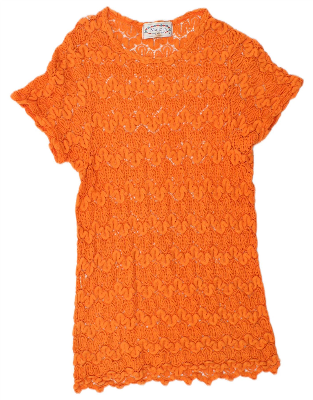 Vestido túnica transparente de crochê VINTAGE para meninas de 11 a 12 anos grande laranja