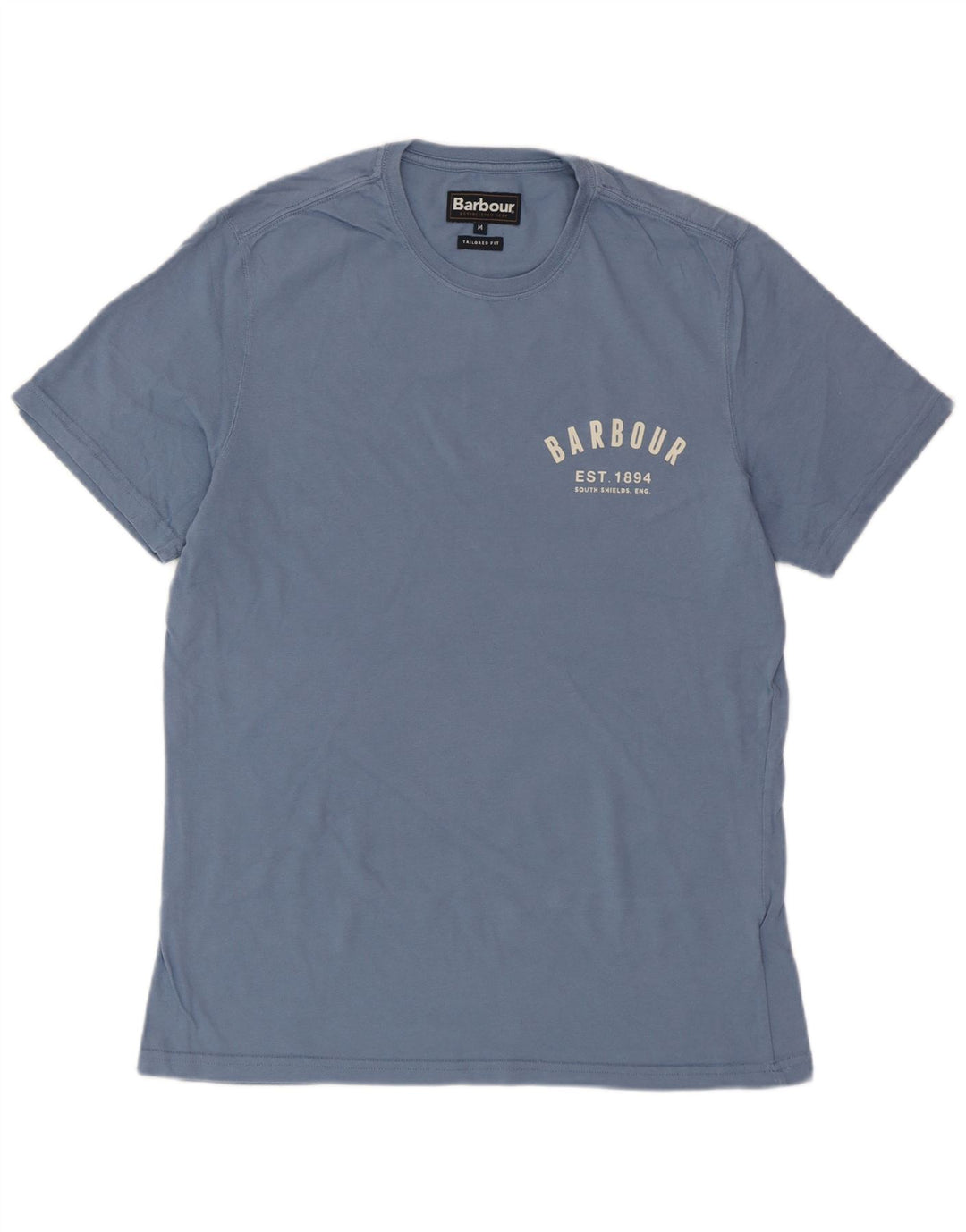 Camiseta masculina BARBOUR sob medida de algodão azul médio
