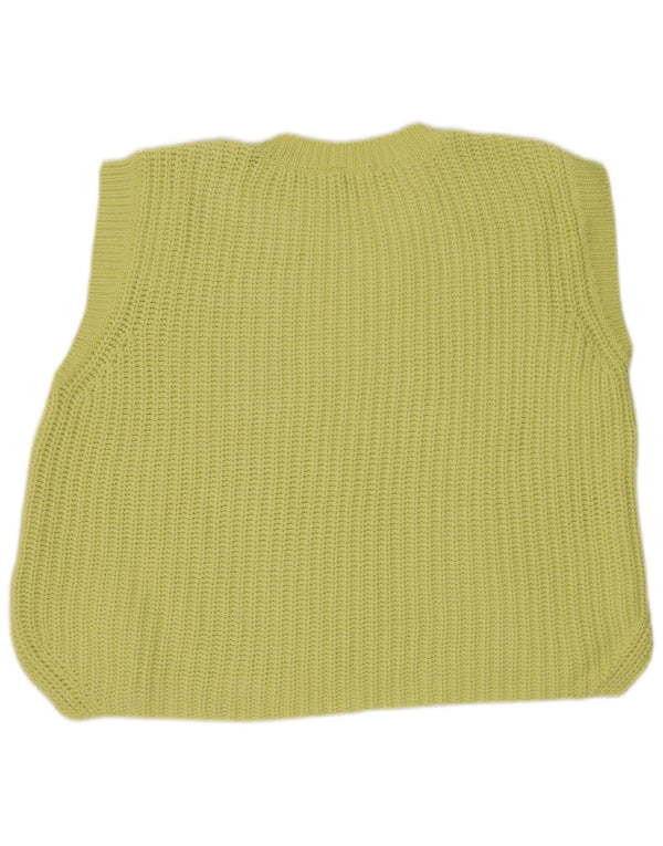 Zara Womens Oversized Vest Tank Top UK 10 Pequeno Algodão Amarelo