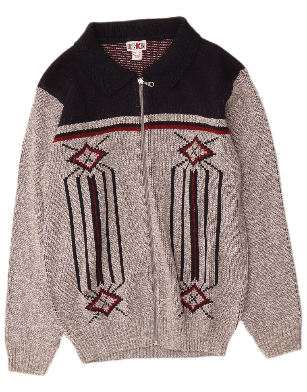 Suéter cardigã masculino Roger Kent IT 46 pequeno cinza colorblock poliacrílico