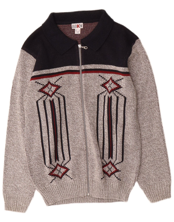 Suéter cardigã masculino Roger Kent IT 46 pequeno cinza colorblock poliacrílico