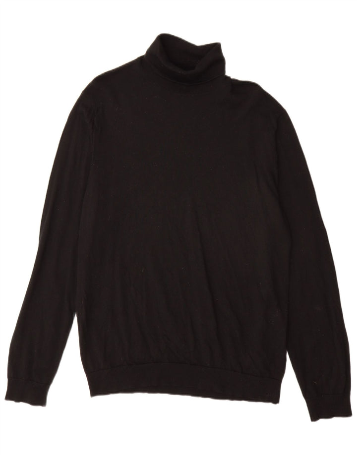Suéter masculino Marks & Spencer com gola redonda XL lã merino preta