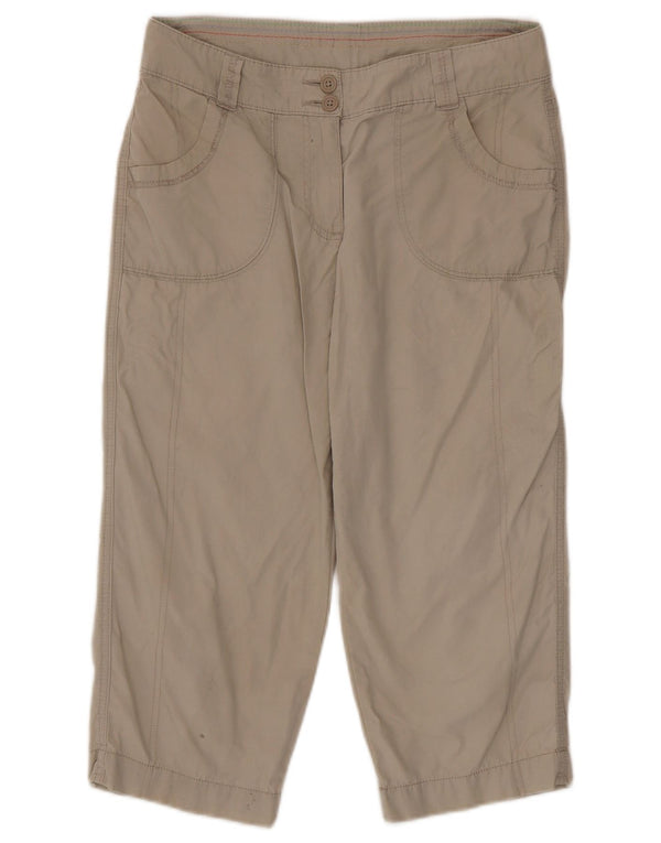 Calça capri feminina Marks & Spencer reta UK 10 pequena W30 L20 bege