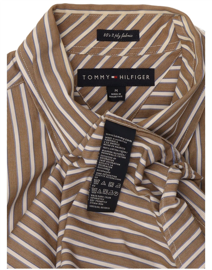 Camisa masculina Tommy Hilfiger de algodão listrado bege médio
