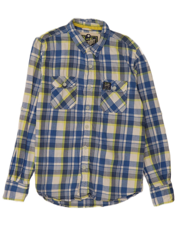 SUPERDRY Mens Classic Flannel Shirt XL Blue Check Cotton