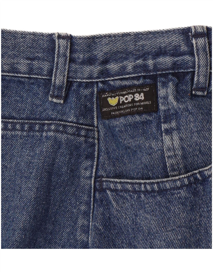 Saia jeans feminina POP 84 IT 46 grande W28 algodão azul
