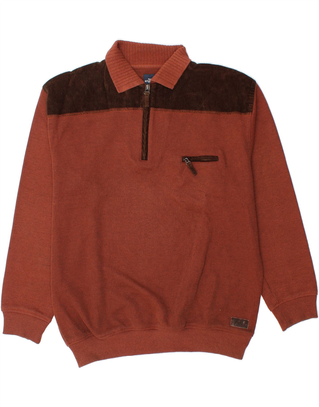 ENGBERS Mens Polo Neck Jumper Sweater 2XL Maroon Colourblock Cotton Vintage Engbers and Second-Hand Engbers from Messina Hembry 