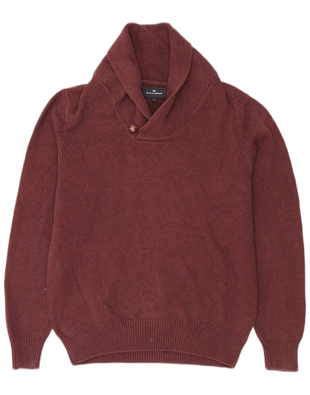 Suéter masculino Marks & Spencer com gola xale, algodão médio vinho