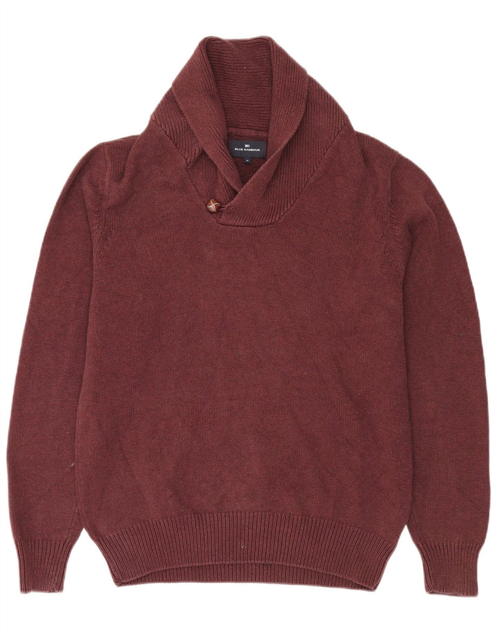 Suéter masculino Marks & Spencer com gola xale, algodão médio vinho