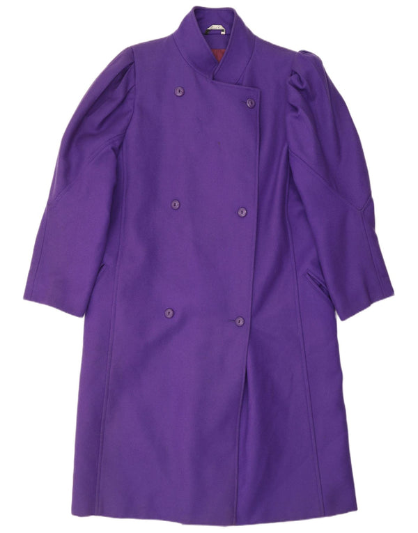 Casaco feminino vintage oversized com peito duplo Reino Unido 16 grande lã roxa