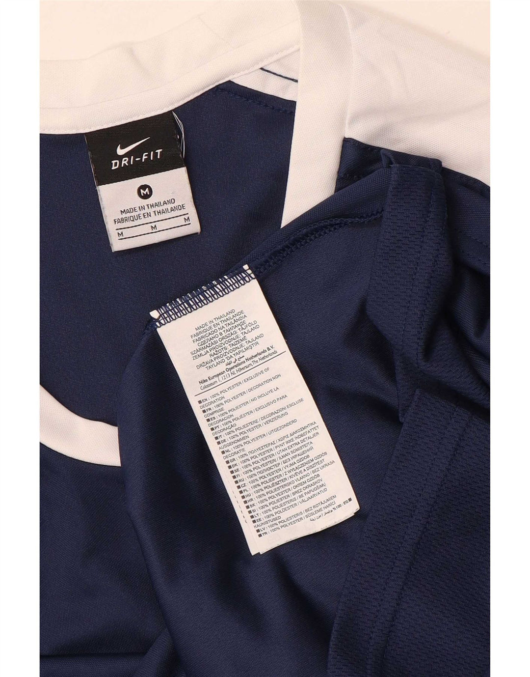 Nike Mens Dri Fit Top Manga Longa Médio Azul Marinho Colourblock Poliéster