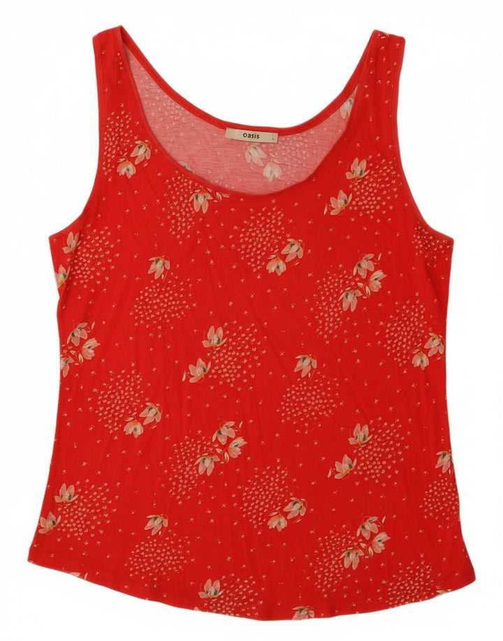 Colete feminino OASIS UK 14 grande viscose floral vermelha