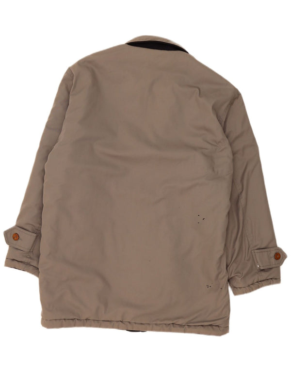Casaco corta-vento masculino vintage reversível UK 38 cinza médio