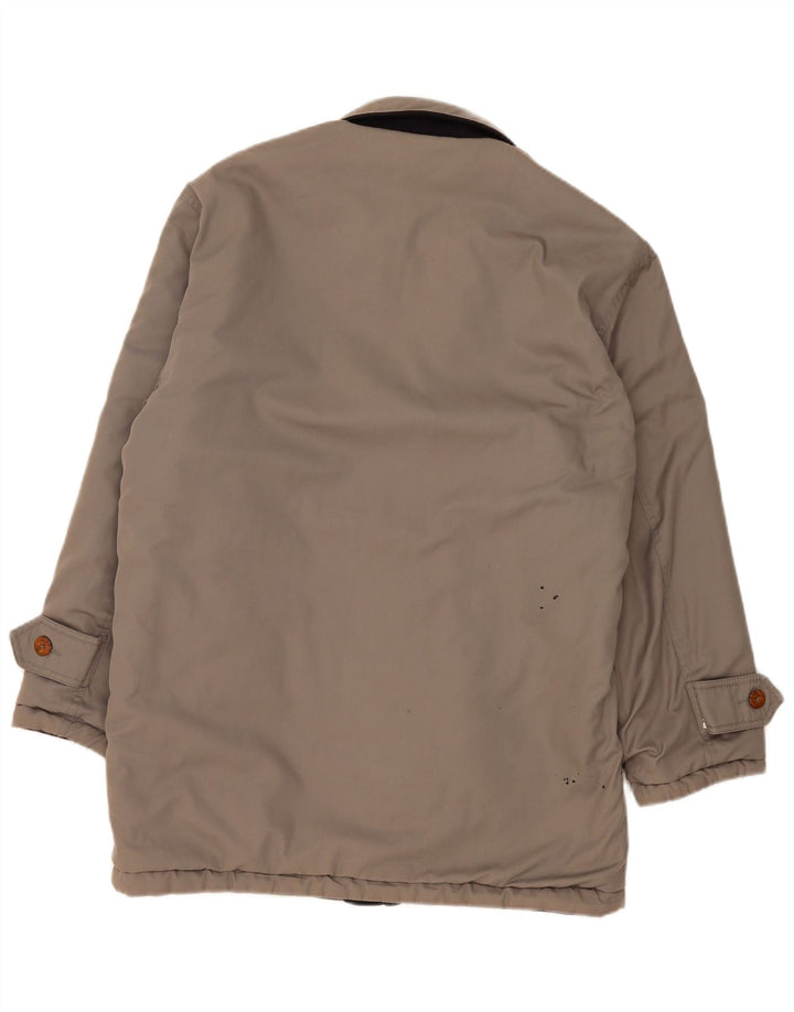 Casaco corta-vento masculino vintage reversível UK 38 cinza médio